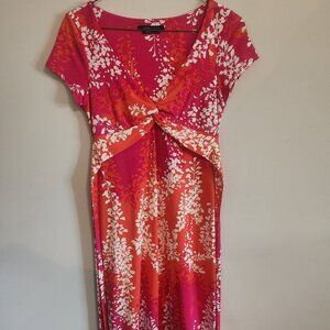 Vibrant Pink and Orange Floral Dress